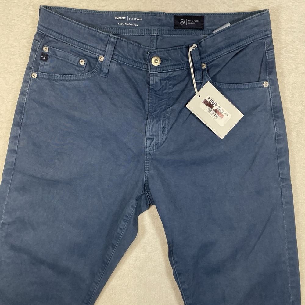 AG JEANS Everett Slim Straight Men 32x35* Pants Suede Italian Stretch Sateen NWT - Picture 2 of 10